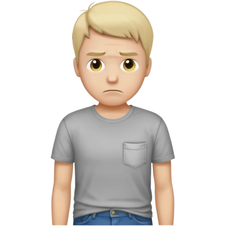 A sad man turns his pockets inside out and looks sadly at the camera emoji