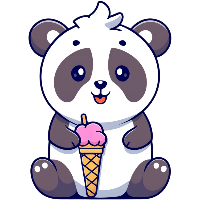 Panda eating ice cream emoji