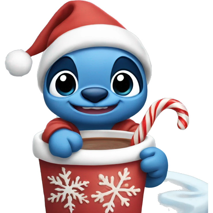 Stitch Christmas with hot cocoa  emoji