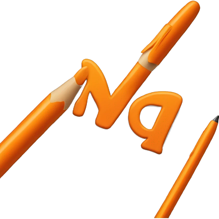 K letter orange color, stylo chubby emoji