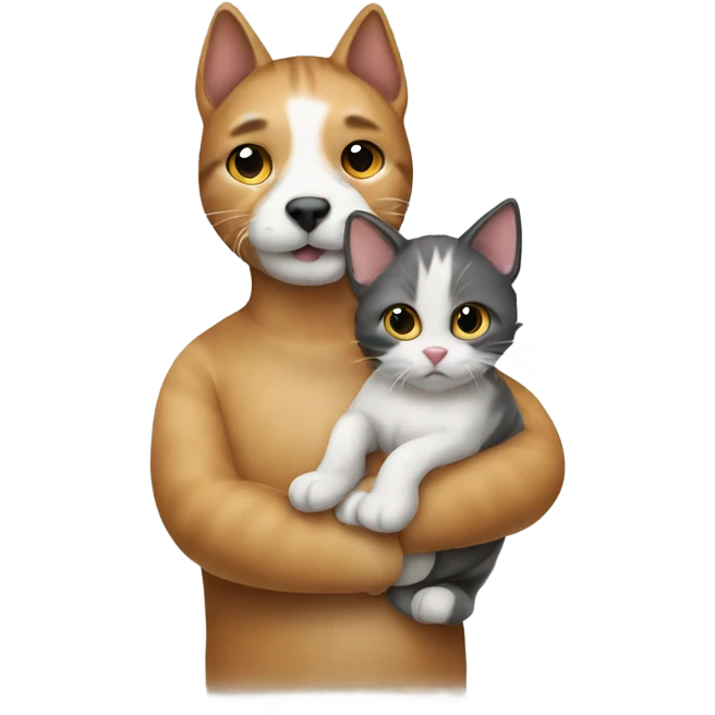 cat with dog in his hands emoji