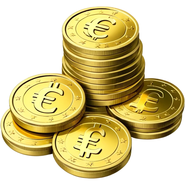 stack of euro coins and euro cash emoji