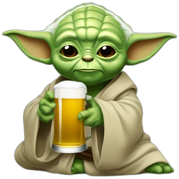 Yoda qui noie une bière emoji