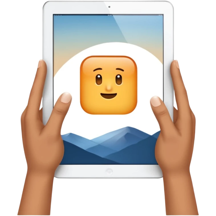 2 hands holding an ipad, no arms emoji