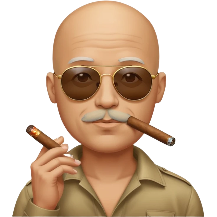 Mann mit glatze und einer Zigarre im Mund und einer Sonnenbrille  emoji