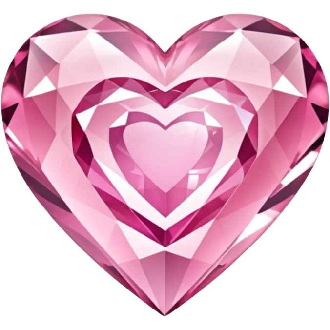 crystal clear diamond heart with one mini pink heart inside of it  emoji