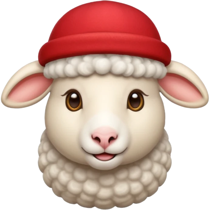Sheep wear a red hat emoji
