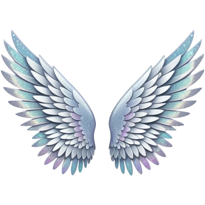 Silver glitter wings emoji