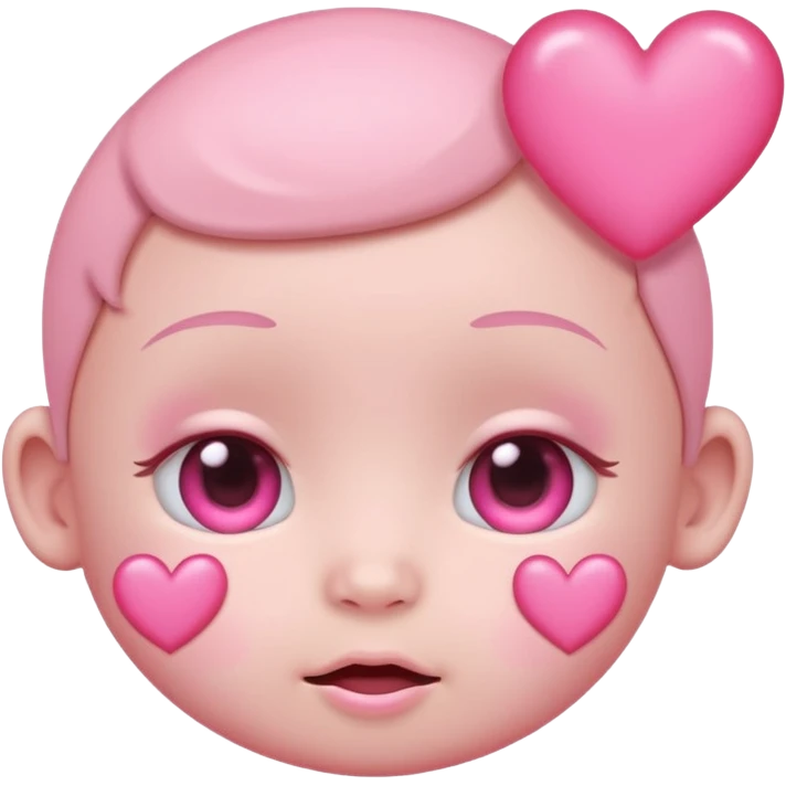 a baby pastel pink love face emoji with pink hearts in the eyes and a glowing baby pink gradient behind it  emoji