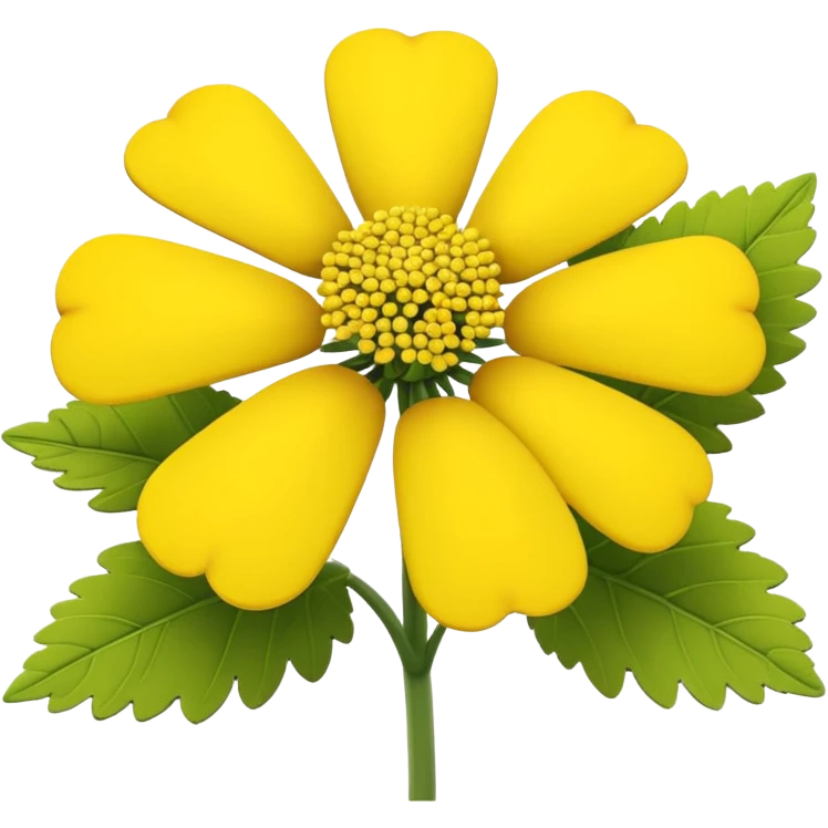 yellow yarrow flower, cartoon style, volumetric 3D iOS style, no smiles, bright colors, soft lighting, smooth shadows, modern cartoon Apple approach emoji