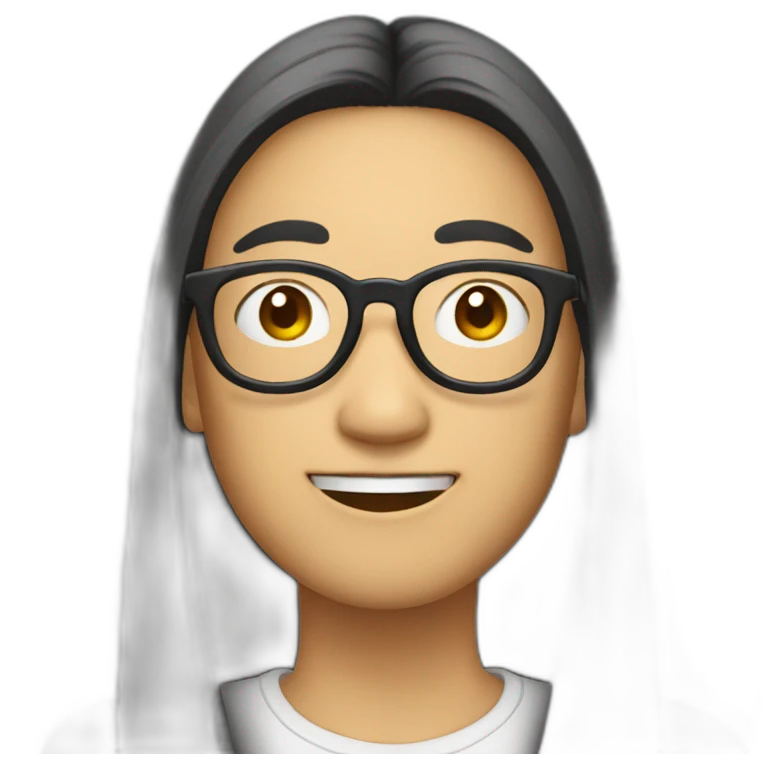 an asian with very rounded glasses and black long hairs emoji