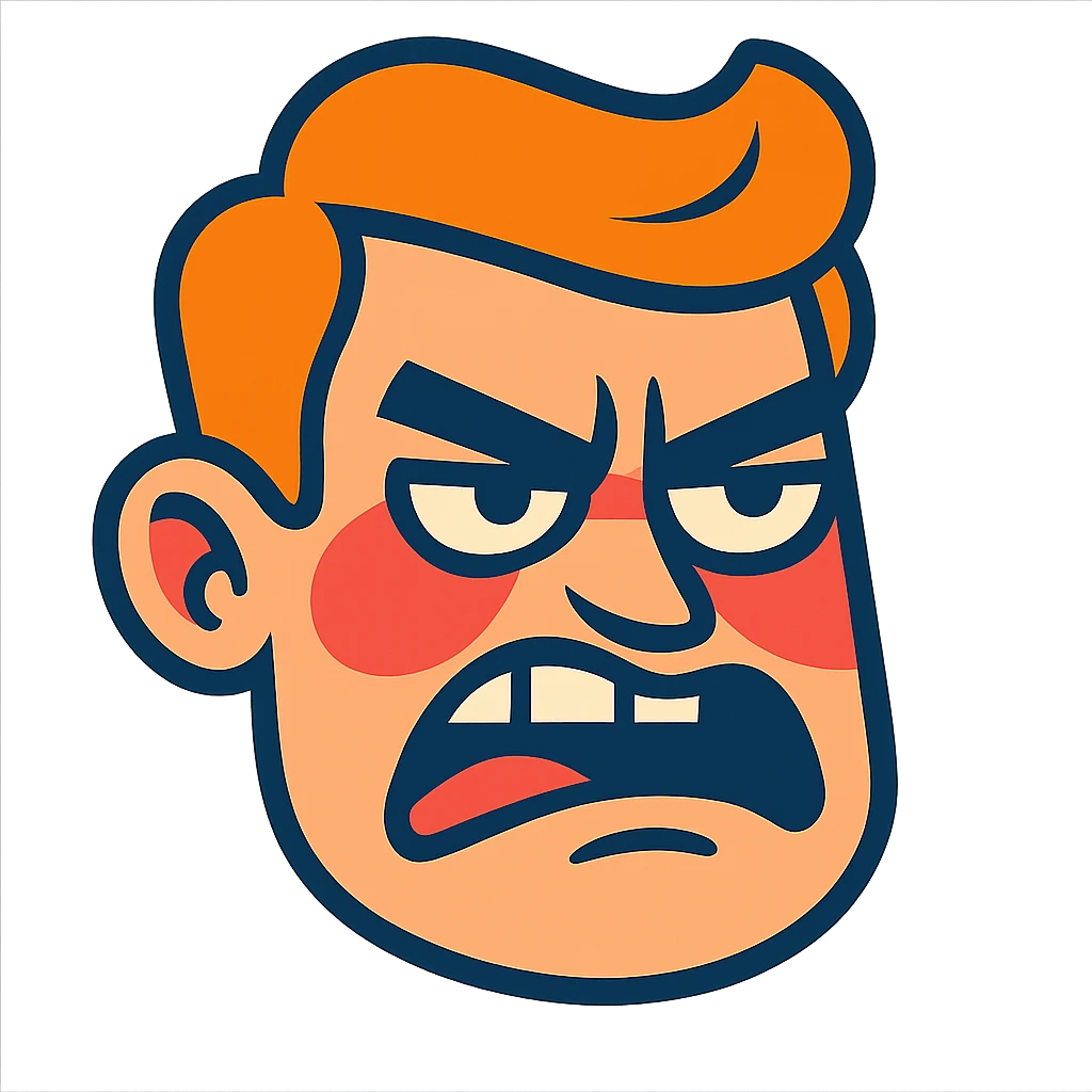 vibrant toon style pissed and disgusted face emoji