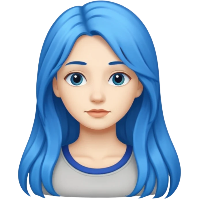Kék, hosszú haj, fehér nő emoji