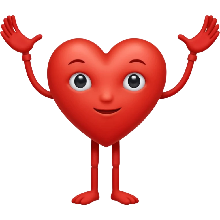 Red heart with arms and legs with one eye ball emoji