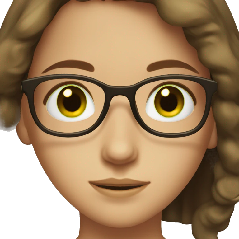 Girl with glasses and brown hair and green eyes emoji