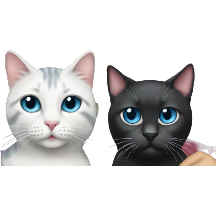 Woman with dark long hair, pink lips and blue eyes holding a tabby cat  emoji