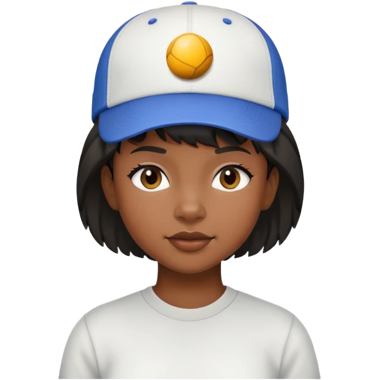 Black girl with short hair mullet and a ball cap emoji