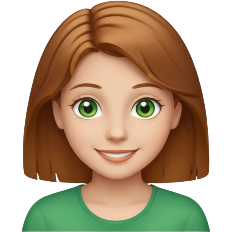 girl with light brown hair and green eyes smiling emoji