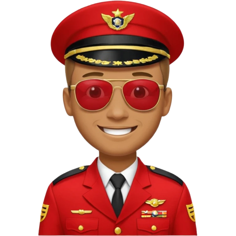 Smiling military man with sunglasses in red uniform emoji