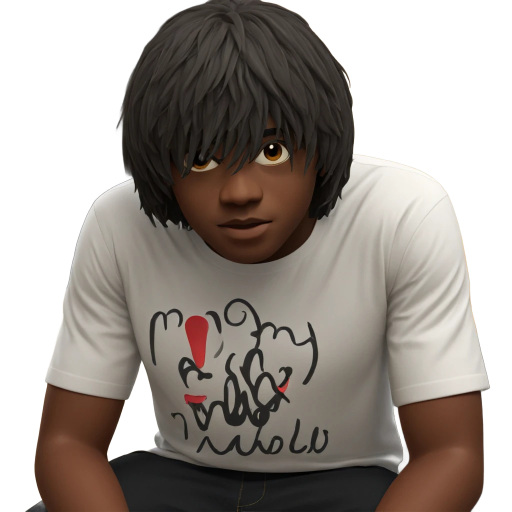 dark-skinned boy in white shirt emoji