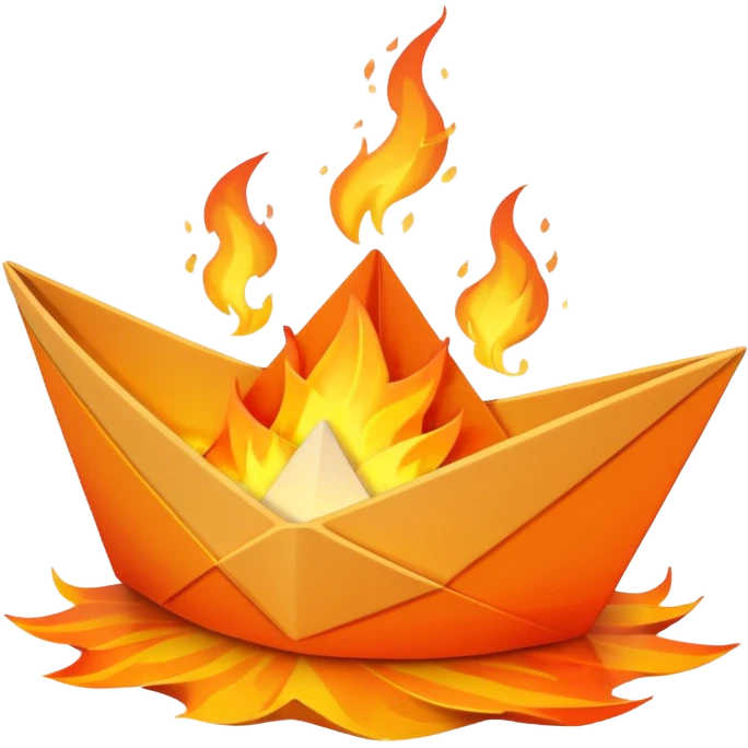 un barco de papel en llamas emoji