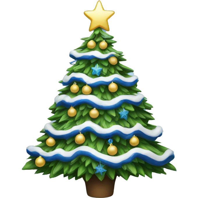 Christmas tree with blue and white decoration emoji