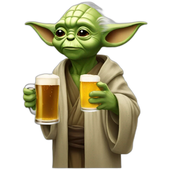 Yoda drinking beer emoji