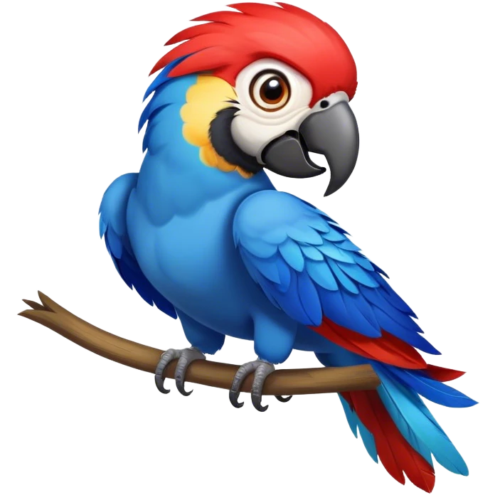 Cinematic Realistic Comical Macaw Portrait Emoji, Head tilted dramatically with an exaggeratedly amused expression, featuring a striking array of vividly detailed scarlet and blue feathers with bold natural accents and wide, expressive eyes full of playful disbelief, rendered with lifelike texture and vibrant hues, high shine, dramatic yet playful, styled with an air of cheeky avian mischief, soft glowing outline, capturing the essence of a spirited and over‐the‐top macaw that looks ready to flap its way into viral fame! emoji