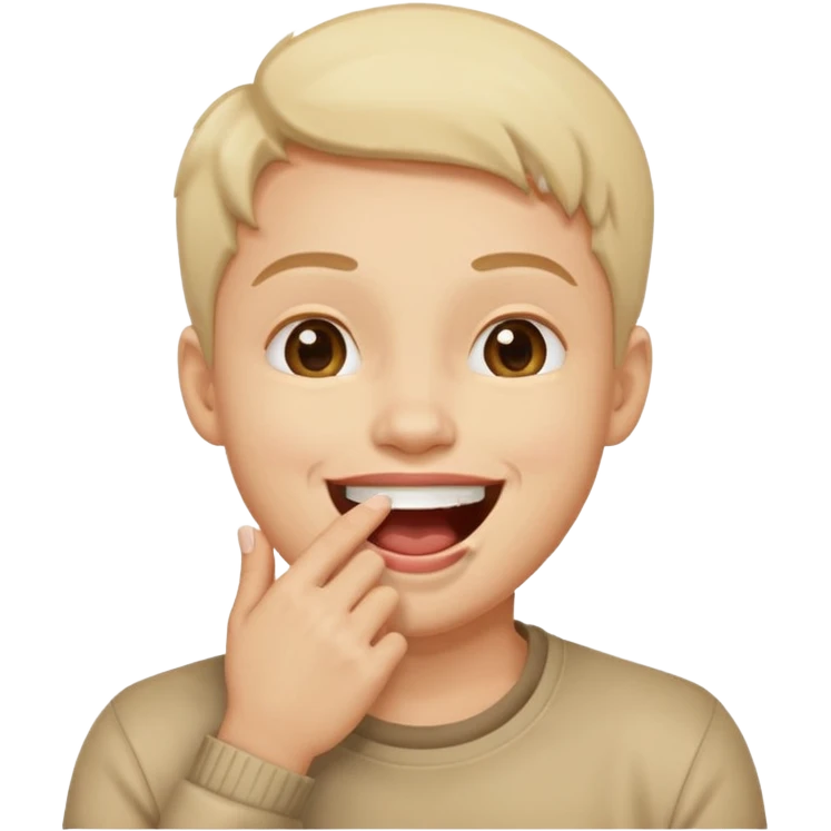 Laughing emoji with hand over mouth emoji