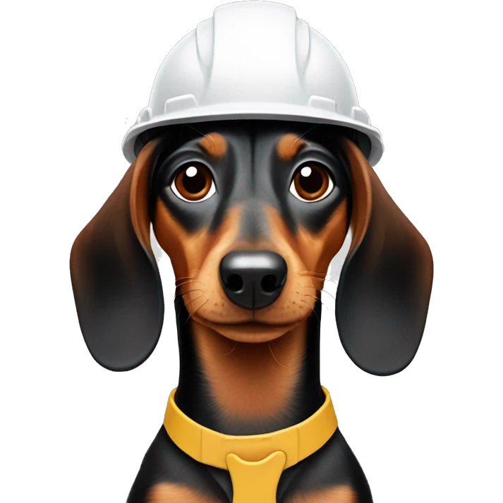 dachshund wearing hard hat emoji