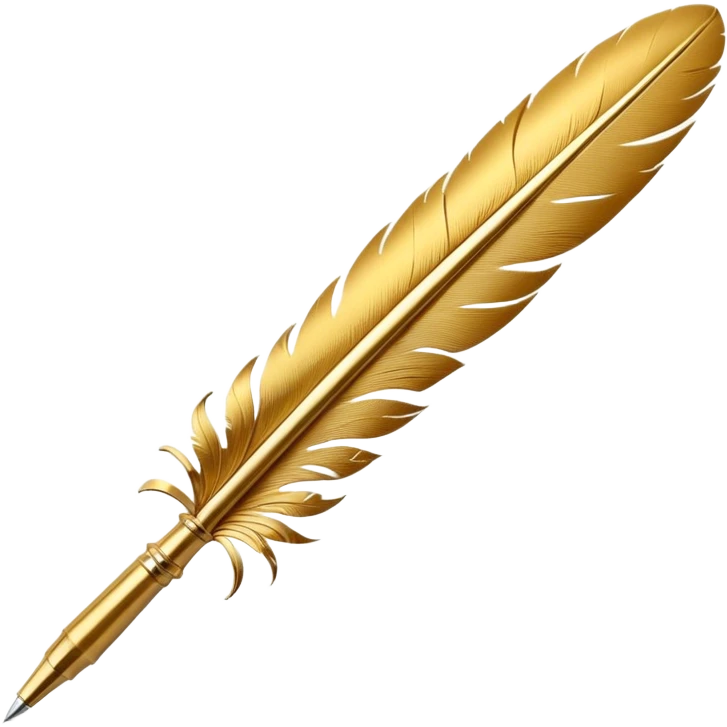 3D perspective academic premium golden ink feather pen emoji