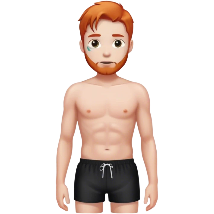hot Man in black  swimming shorts  white skin copper hair lil big body emoji