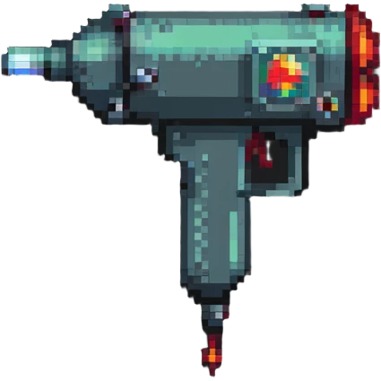 simple and bold raygun in pixel art style emoji