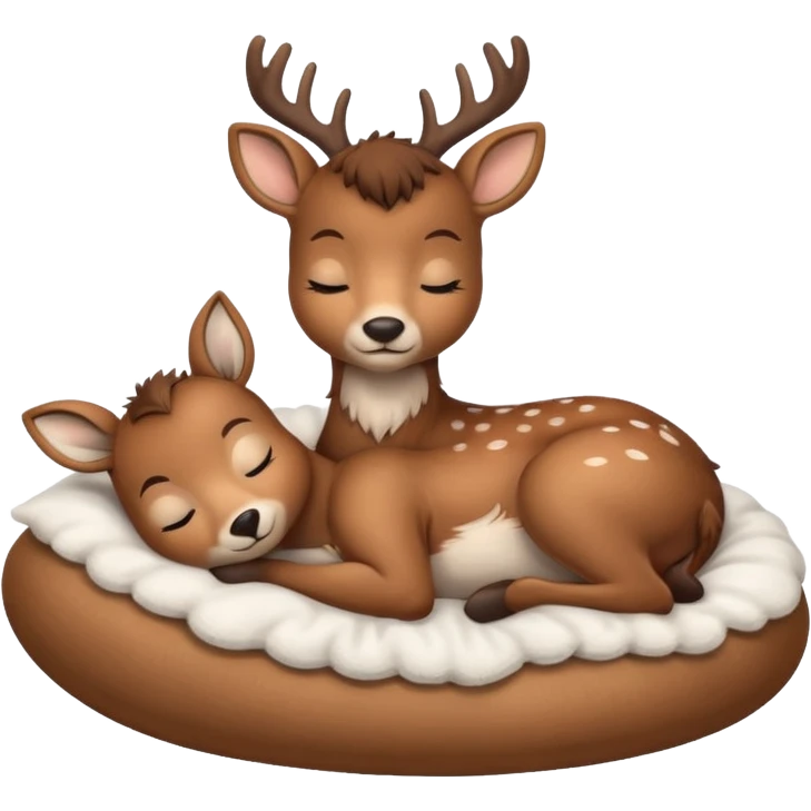 Cute deer sleeping in bed emoji
