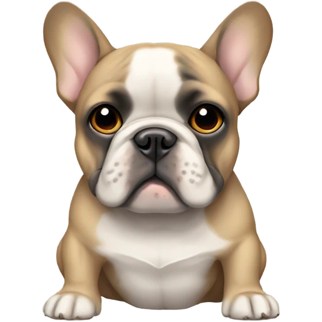 A blue and tan French bulldog dealing with depression emoji