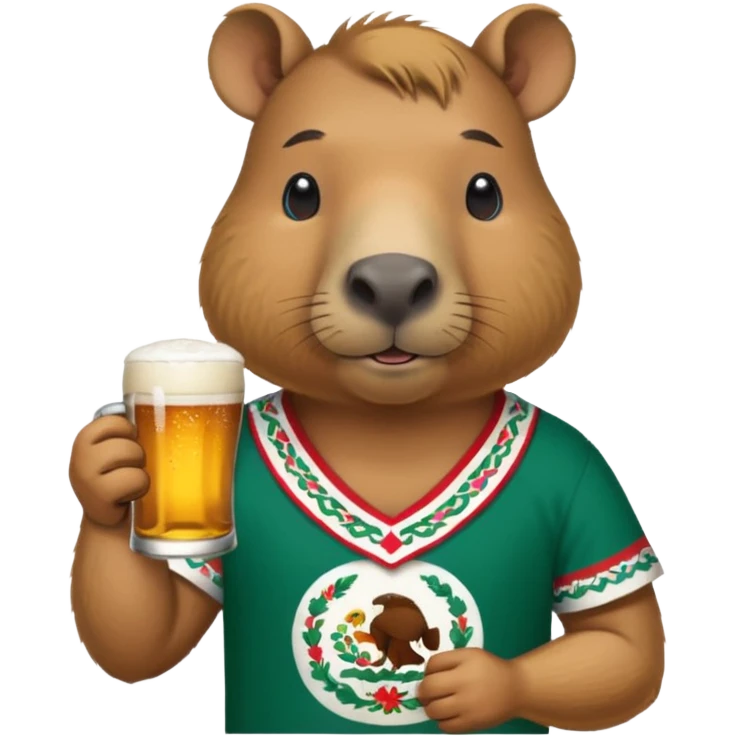 Capibara drink modelo beer with a Méxican shirt emoji