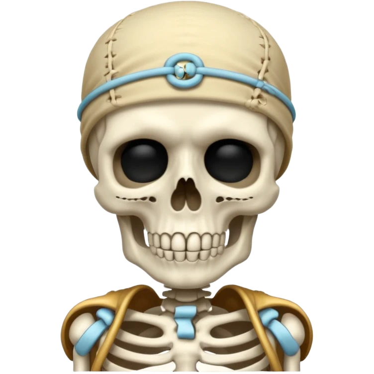 A skeleton having pookie band on his head emoji