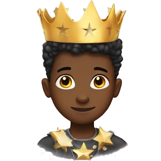 Black boy with star crown emoji