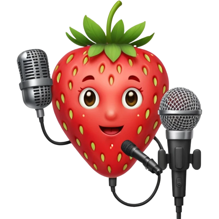strawberry be hand the mic emoji