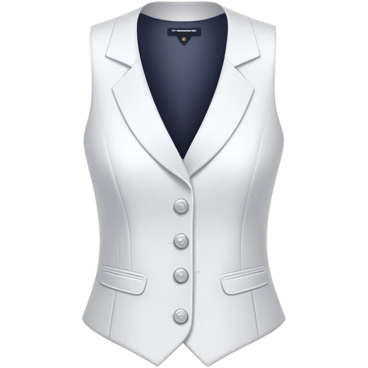 white formal vest for women with 3 white buttons and 2 front pockets emoji