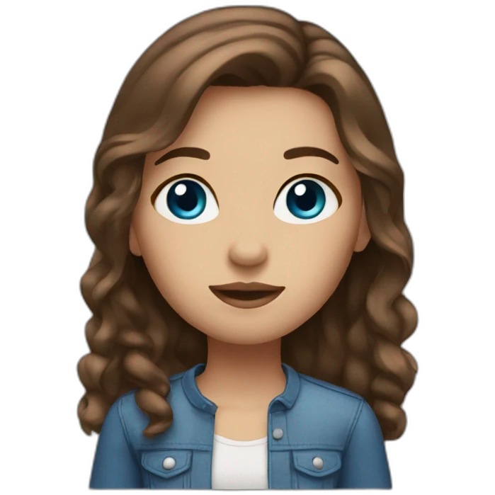 Girl brown hair and blues eyes emoji