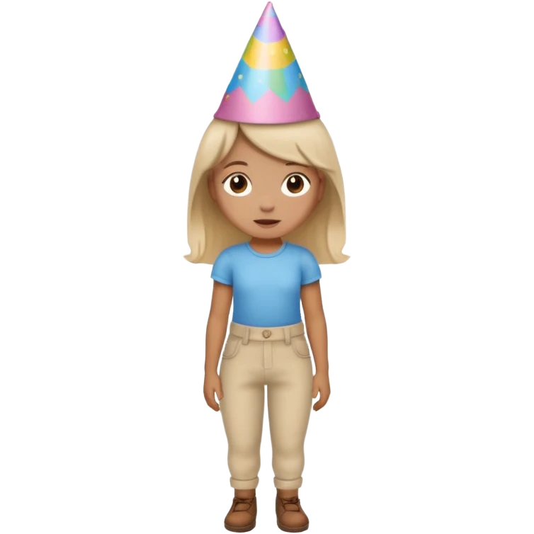 “Poopy pants” girl wearing a birthday hat  emoji
