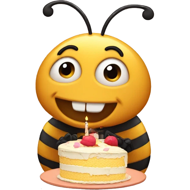 bee eating birthday cake emoji