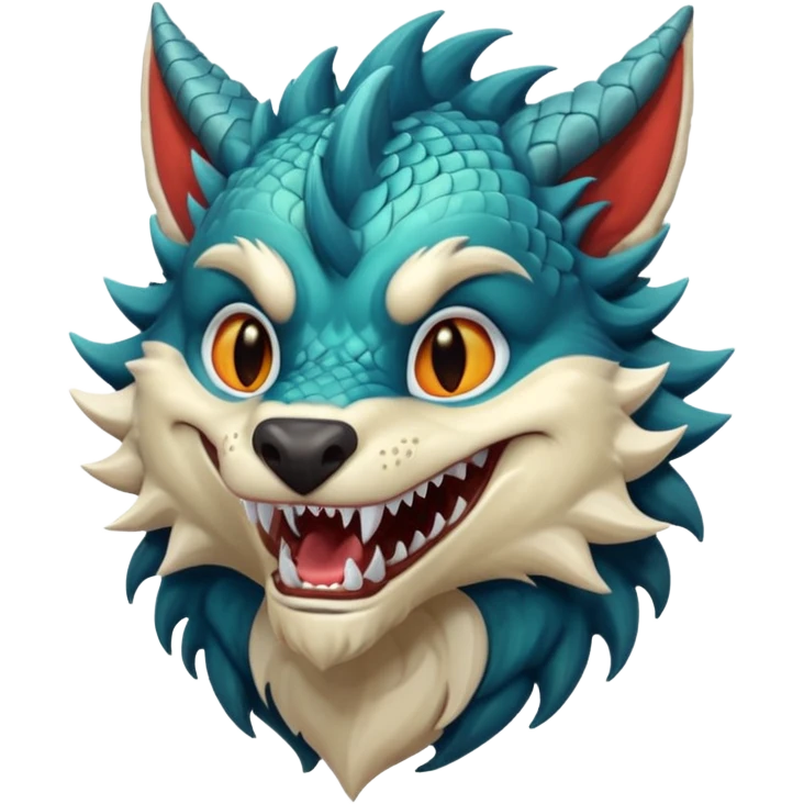 Create an emoji of a dragon wolf hybrid with a condescending laugh  emoji