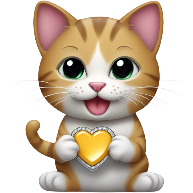 Valentine cat with engagement ring emoji