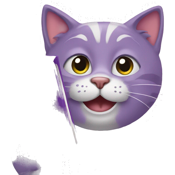Purple Happy humanised Cat with a notebook emoji