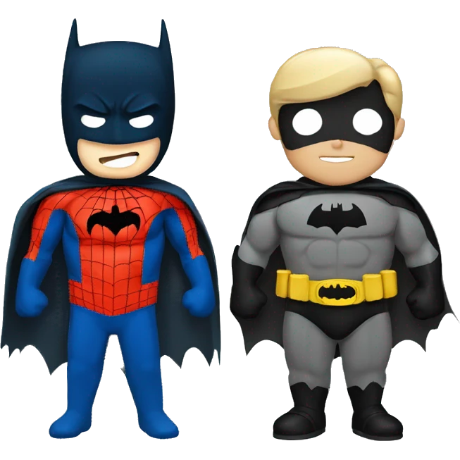 Batman and Spiderman standing together  emoji