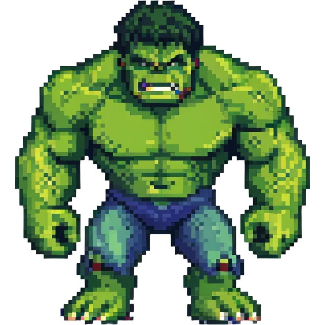the hulk character in pixel art style emoji
