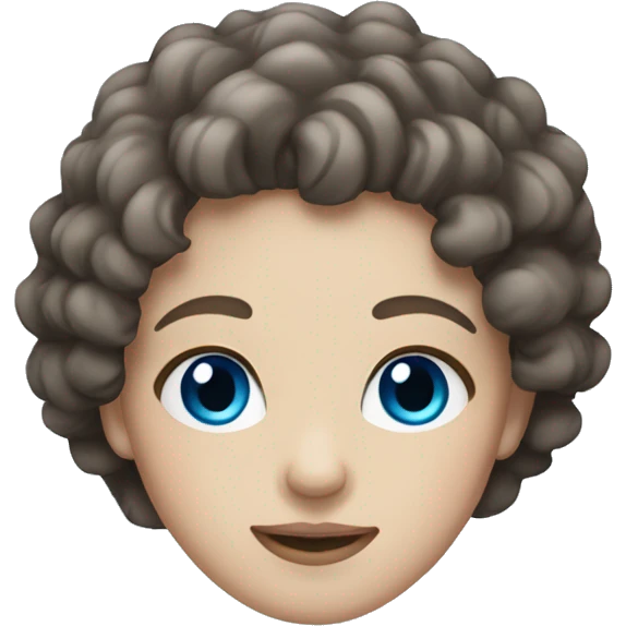 Brunette with curly hair and pale skin, and blue eyes emoji