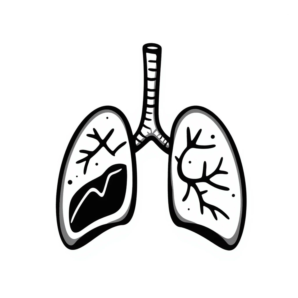 Hand-drawn lungs with oxygen measurement graph next to it, fitness capability visualization emoji